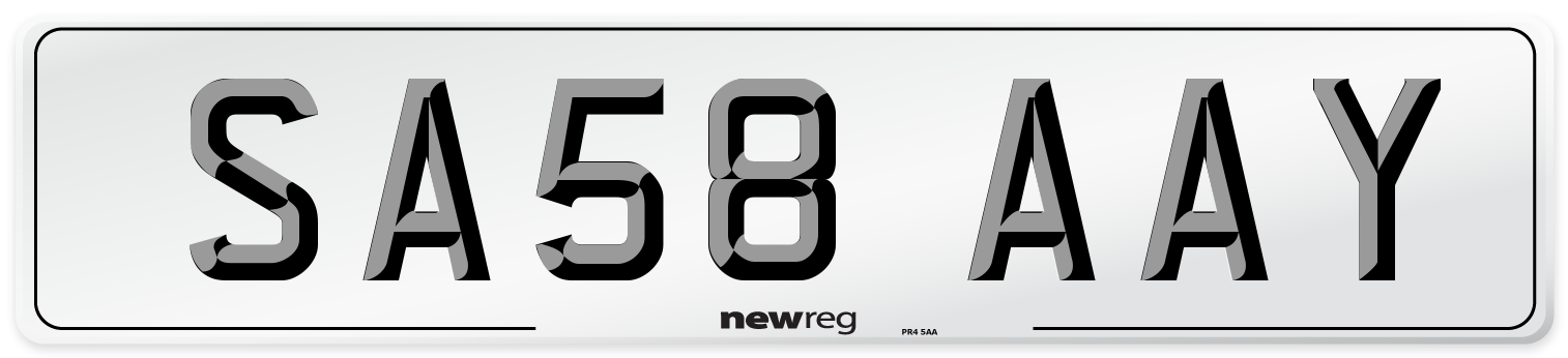 SA58 AAY Number Plate from New Reg